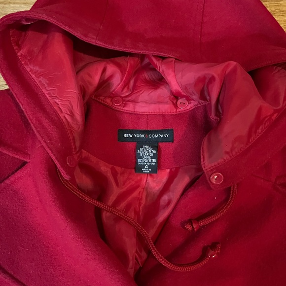 New York & Company red Peacoat - Picture 3 of 6